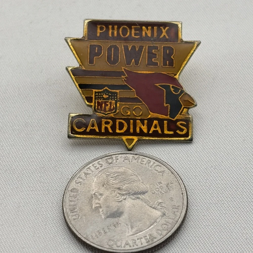 Vintage NFL Phoenix‎ Power Go Cardinals Mascot Logo Football Hat Pin